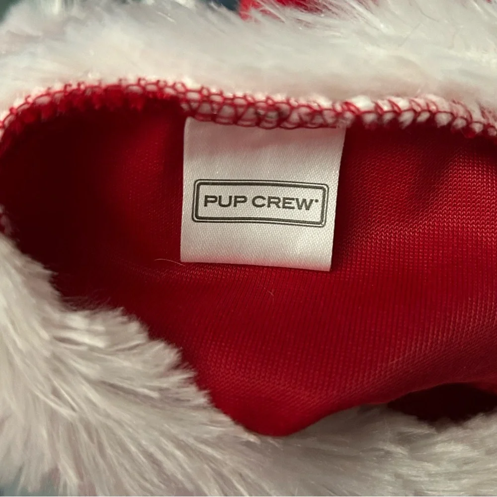 Pup Crew Santa’s Helper Red White Faux Velvet & Faux Fur Trim Dog Onesie